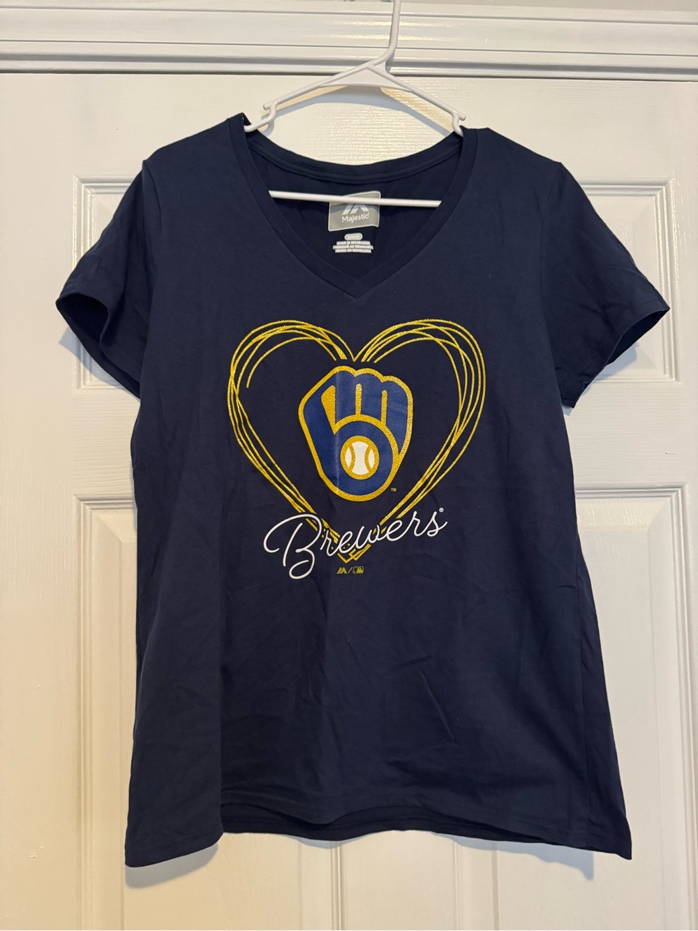 Milwaukee Brewers Navy Women’s V-Neck Tee (NEW)